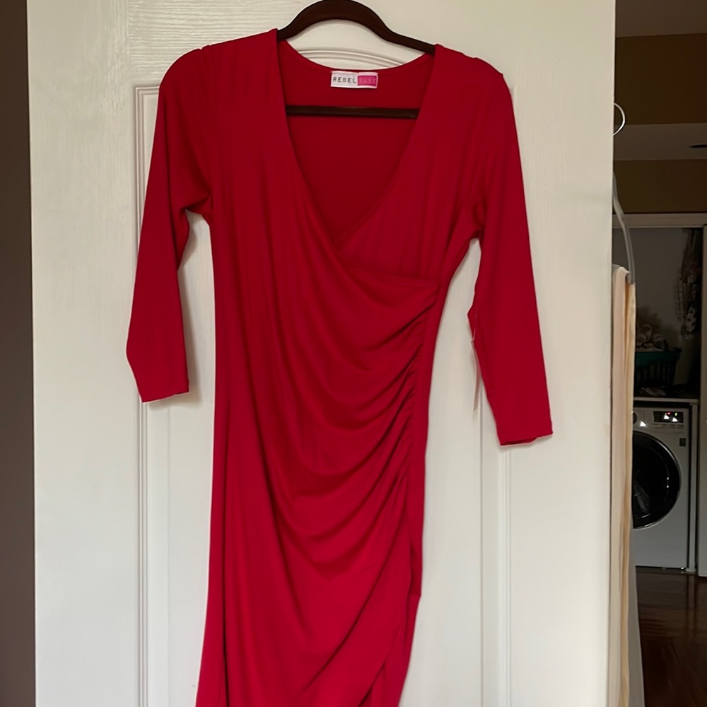 Rebel Red dress with sheared waist